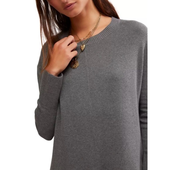 Free People Time On My Side Mini Sweater Dress Dark Heather Grey Size XS NWT - Picture 6 of 17